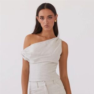 Peppermayo Linen One Shoulder Top
